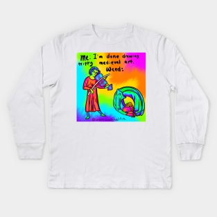 Trippy Weird Medieval Art 90s Retro Rainbow Frank Style Kids Long Sleeve T-Shirt